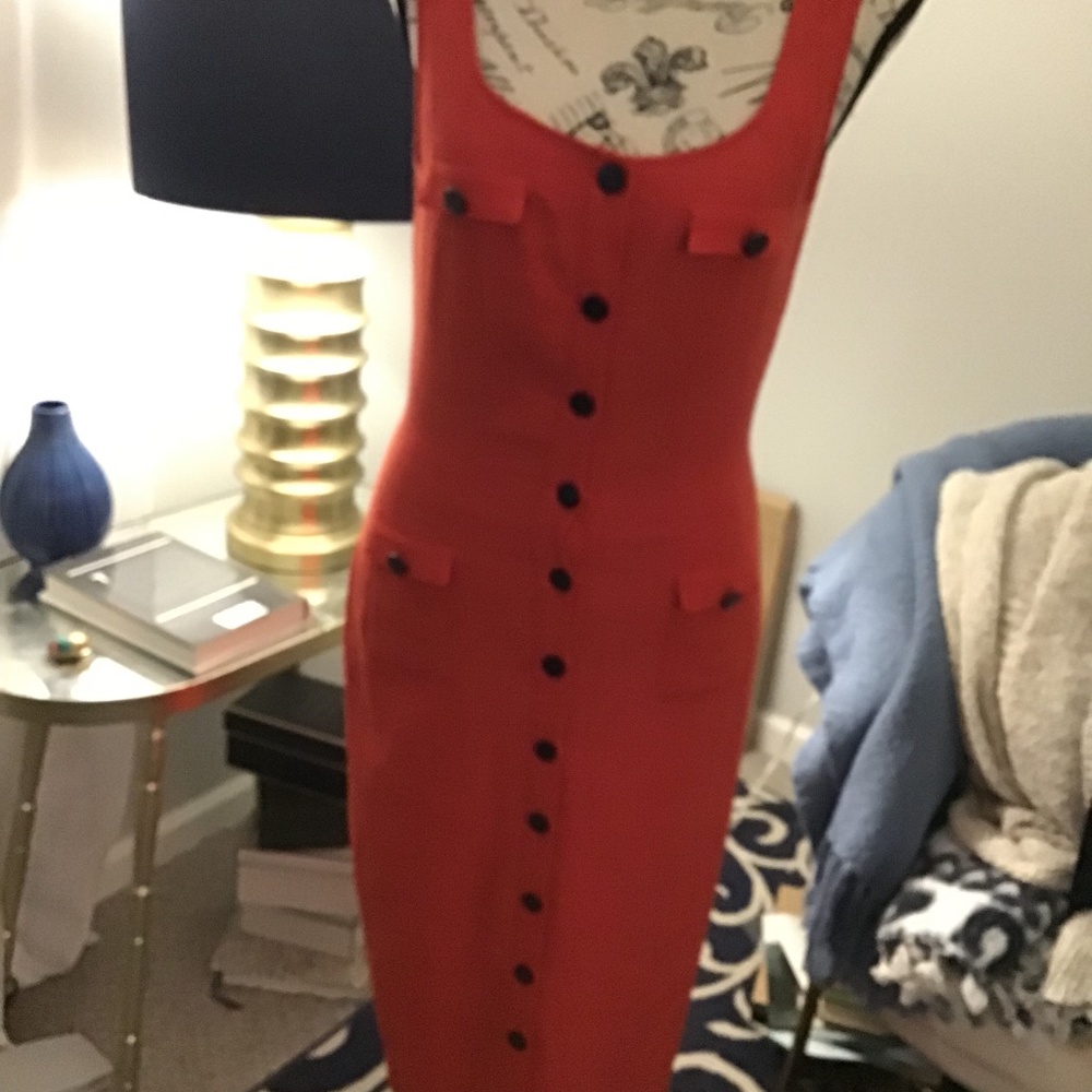 Red linen chossy dress